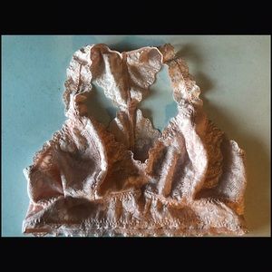 4 Felina Lace Bralettes sz L Pink White Gray Black